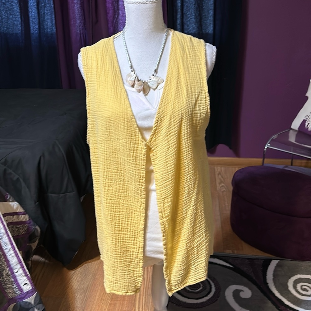 Sleeveless cardigan, OS, yellow